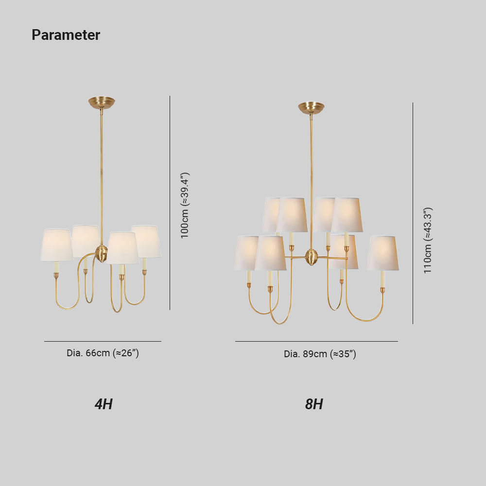 Talia candelabru din alamă și material textil, de lux