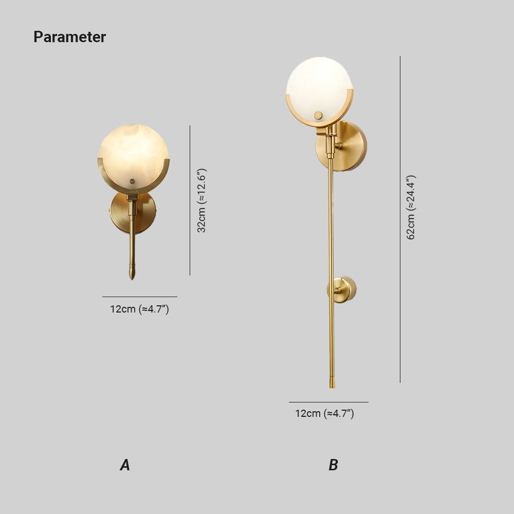 Ljomuvyo aplică de perete modernă minimalistă din alamă cu abajur alabastru
