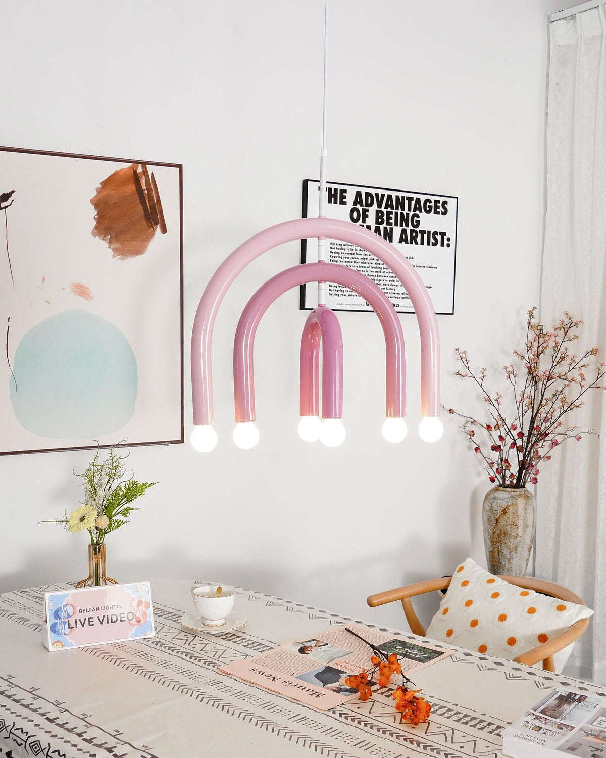 Lampă suspendată Rainbow modern Arc din metal pentru living și sufragerie