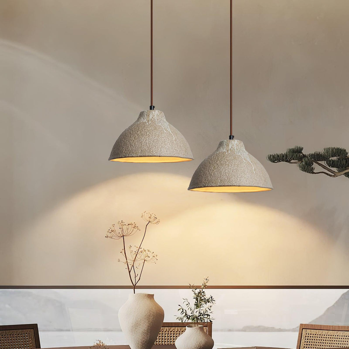 Lampă suspendată din ceramică texturată Maple