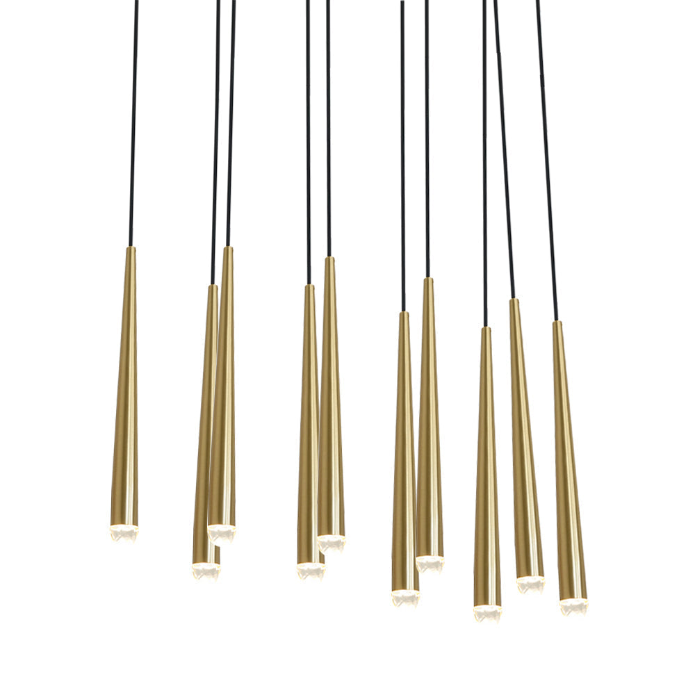 Candelabru cu abajure din cristal și corp din alamă lucioasă minimalist