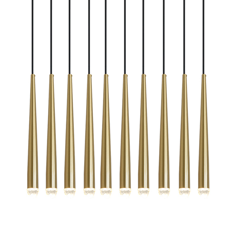 Candelabru cu abajure din cristal și corp din alamă lucioasă minimalist