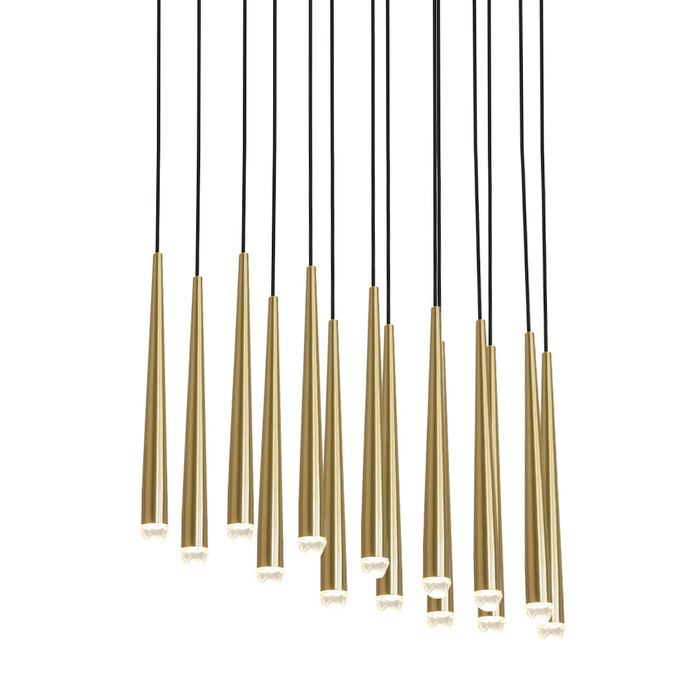 Candelabru cu abajure din cristal și corp din alamă lucioasă minimalist