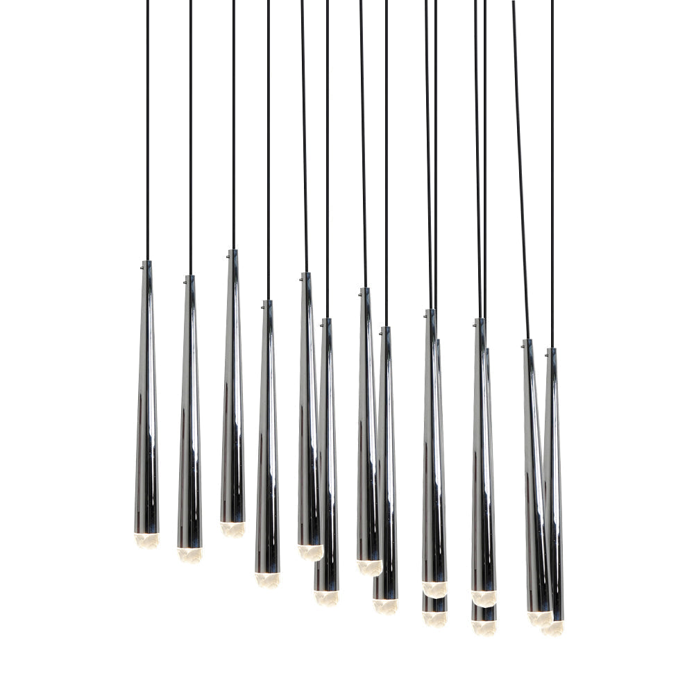 Candelabru cu abajure din cristal și corp din alamă lucioasă minimalist