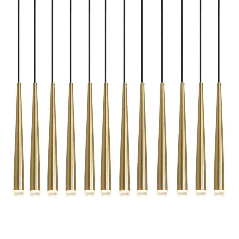 Candelabru cu abajure din cristal și corp din alamă lucioasă minimalist