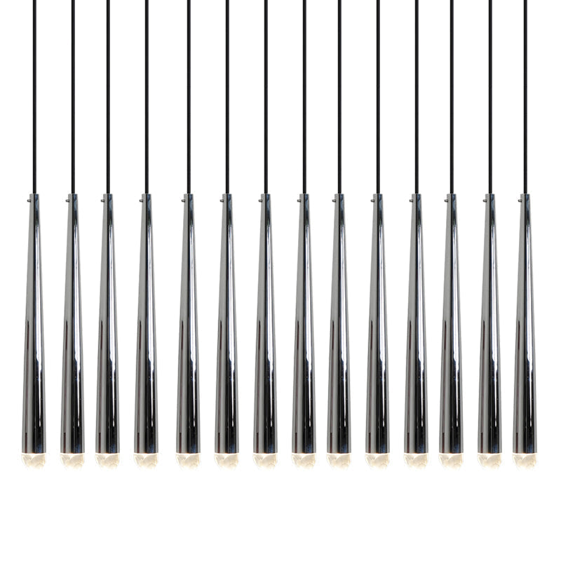 Candelabru cu abajure din cristal și corp din alamă lucioasă minimalist