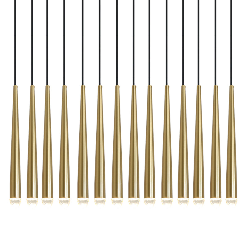 Candelabru cu abajure din cristal și corp din alamă lucioasă minimalist
