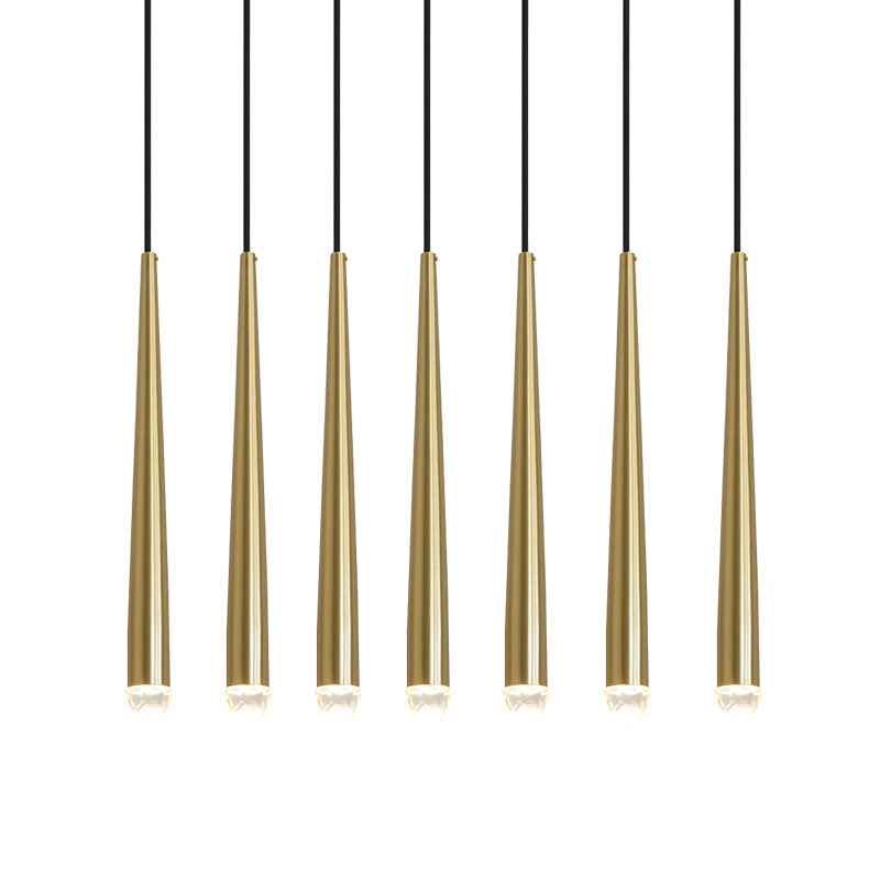 Candelabru cu abajure din cristal și corp din alamă lucioasă minimalist