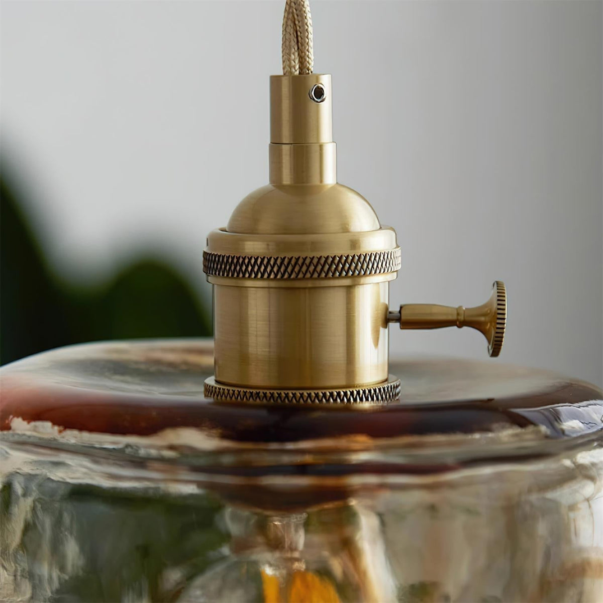 Velon lampă suspendată ambră din sticlă, vintage