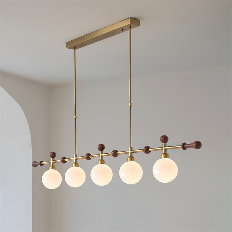 Candelabru Linear glob LED/Incandescent pentru Insulă de Bucătărie sau Sufragerie