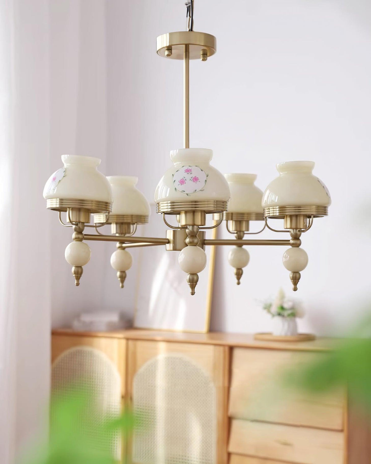 Candelabru din sticlă și metal pentru sufragerie sau living Vintage