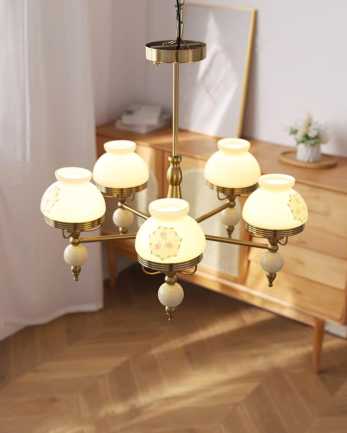 Candelabru din sticlă și metal pentru sufragerie sau living Vintage
