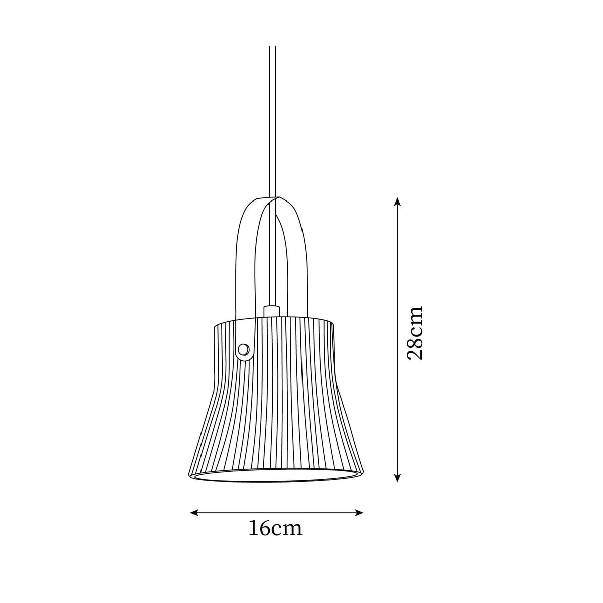 Lampă suspendată striat din ceramică albă cu maneră din alamă