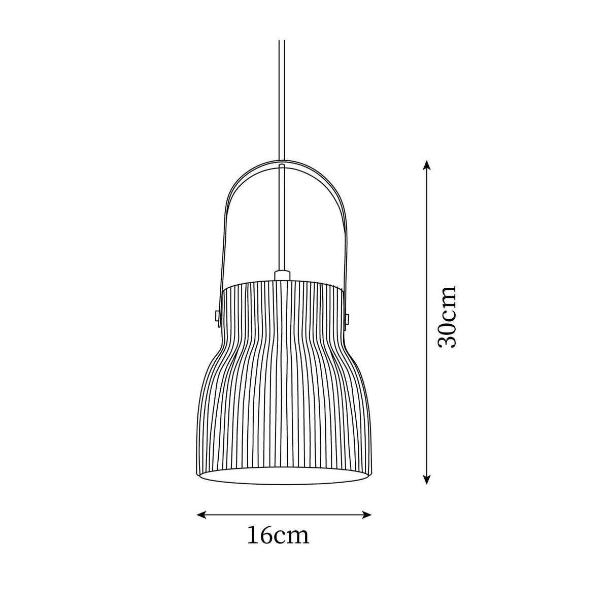 Lampă suspendată striat din ceramică albă cu maneră din alamă