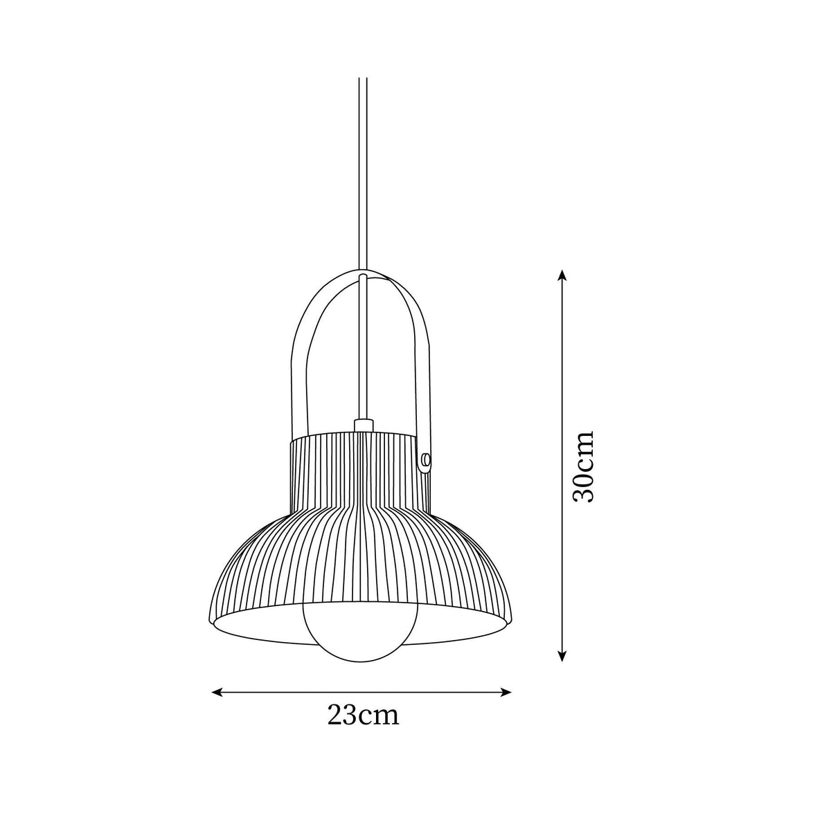 Lampă suspendată striat din ceramică albă cu maneră din alamă