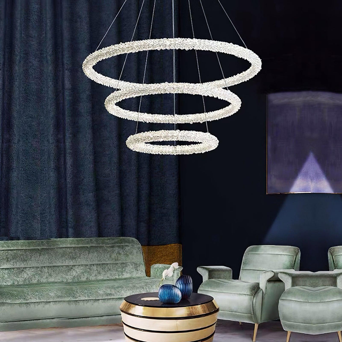 Seleira candelabru din cristal, în formă de inel, LED