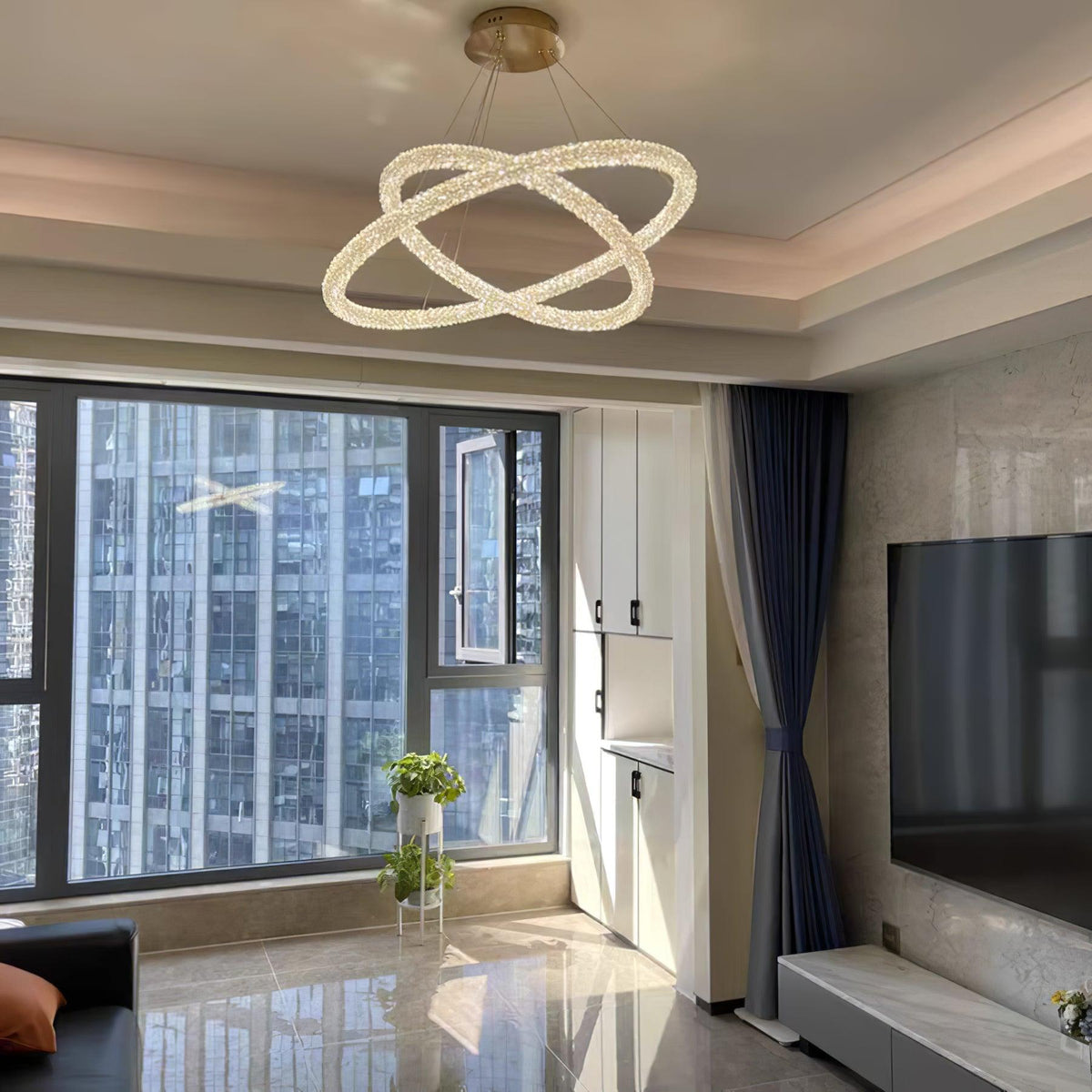 Seleira candelabru din cristal, în formă de inel, LED