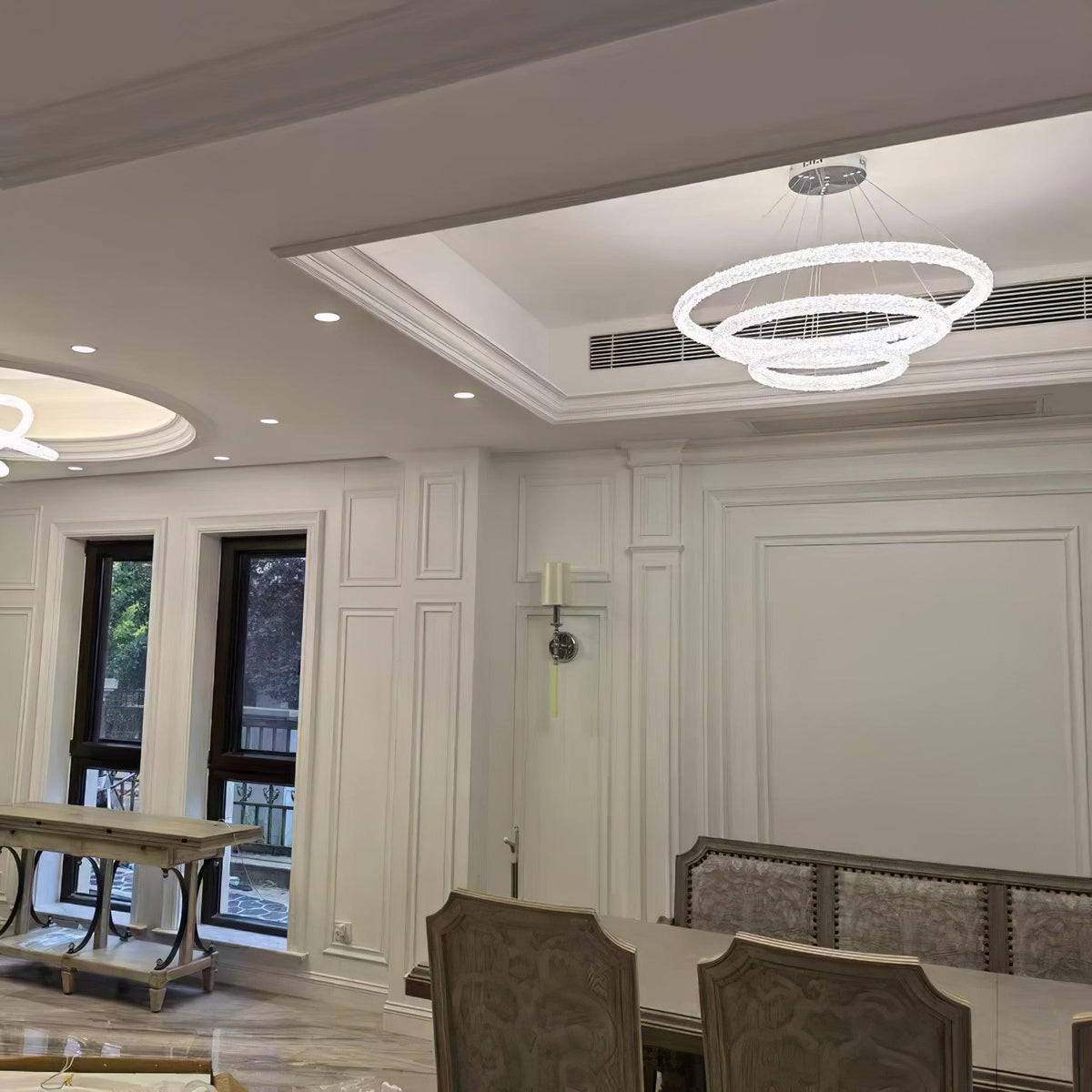 Seleira candelabru din cristal, în formă de inel, LED