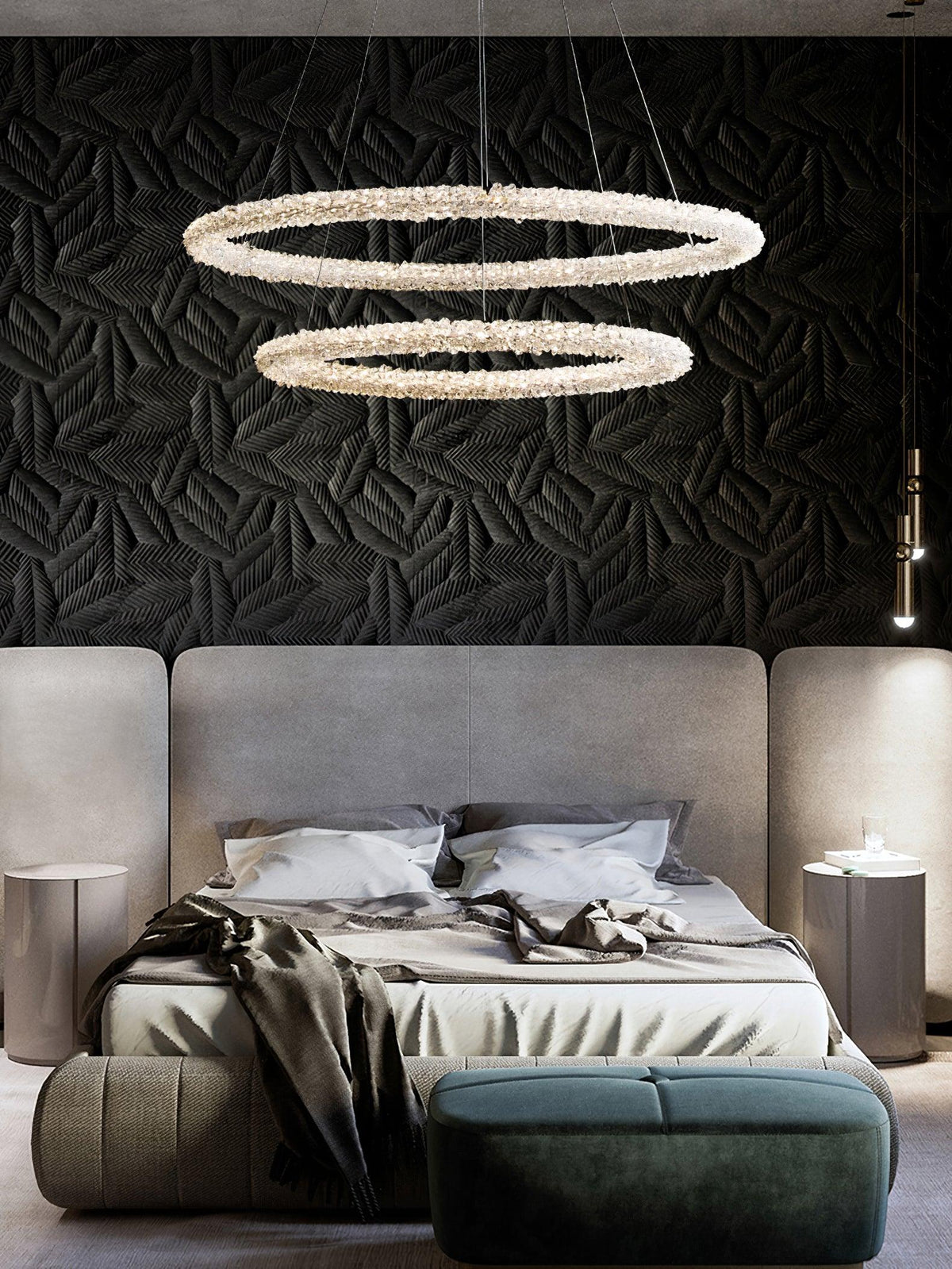 Seleira candelabru din cristal, în formă de inel, LED