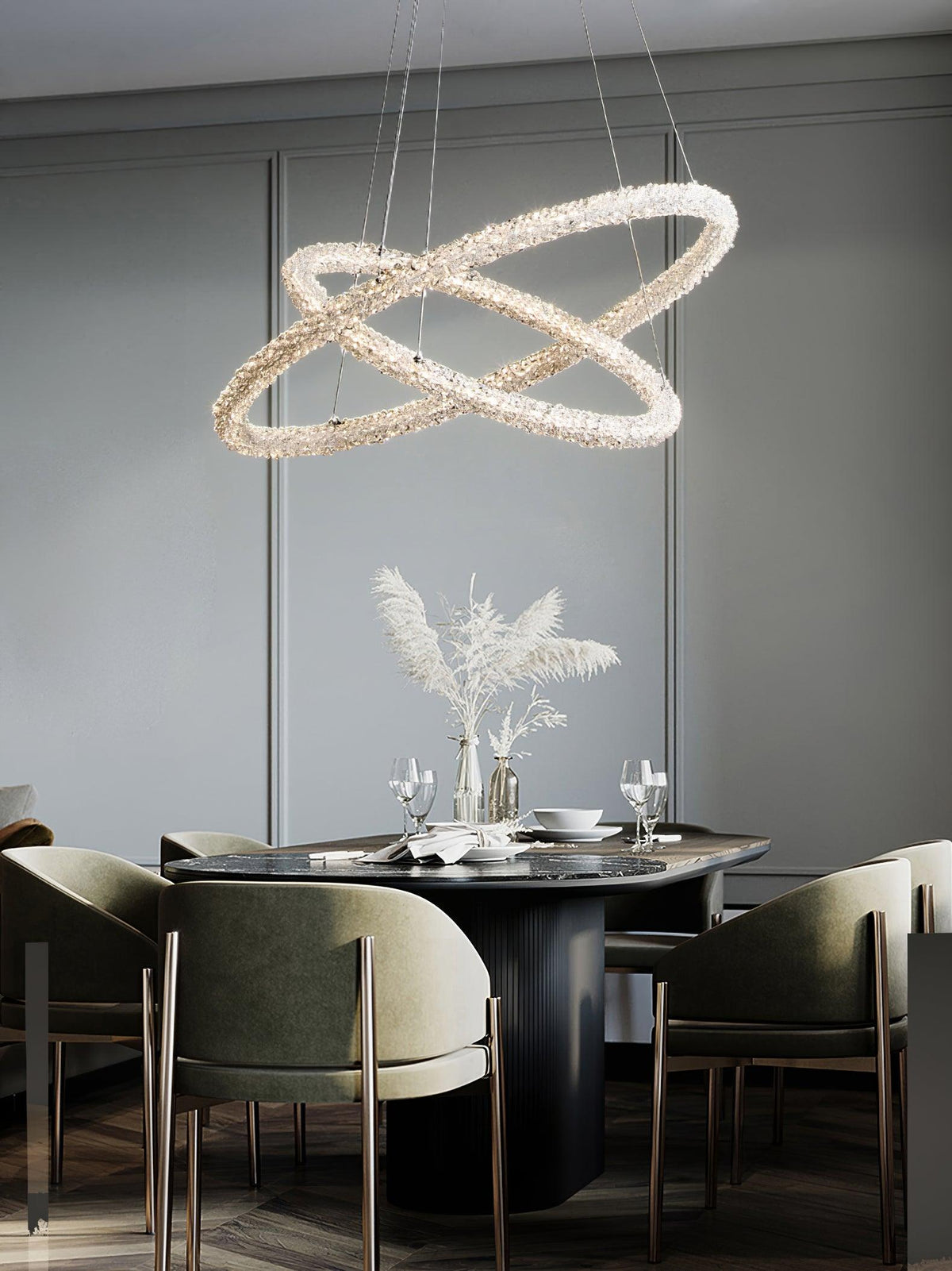 Seleira candelabru din cristal, în formă de inel, LED