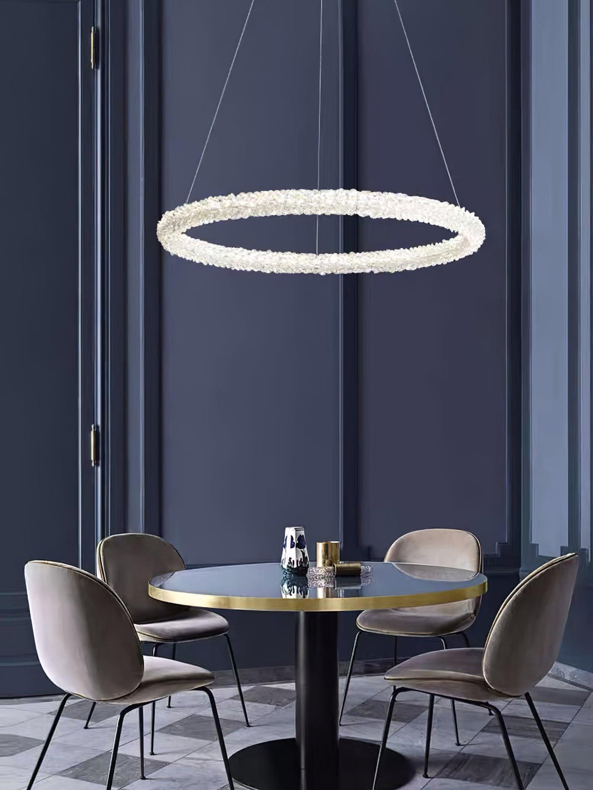 Seleira candelabru din cristal, în formă de inel, LED