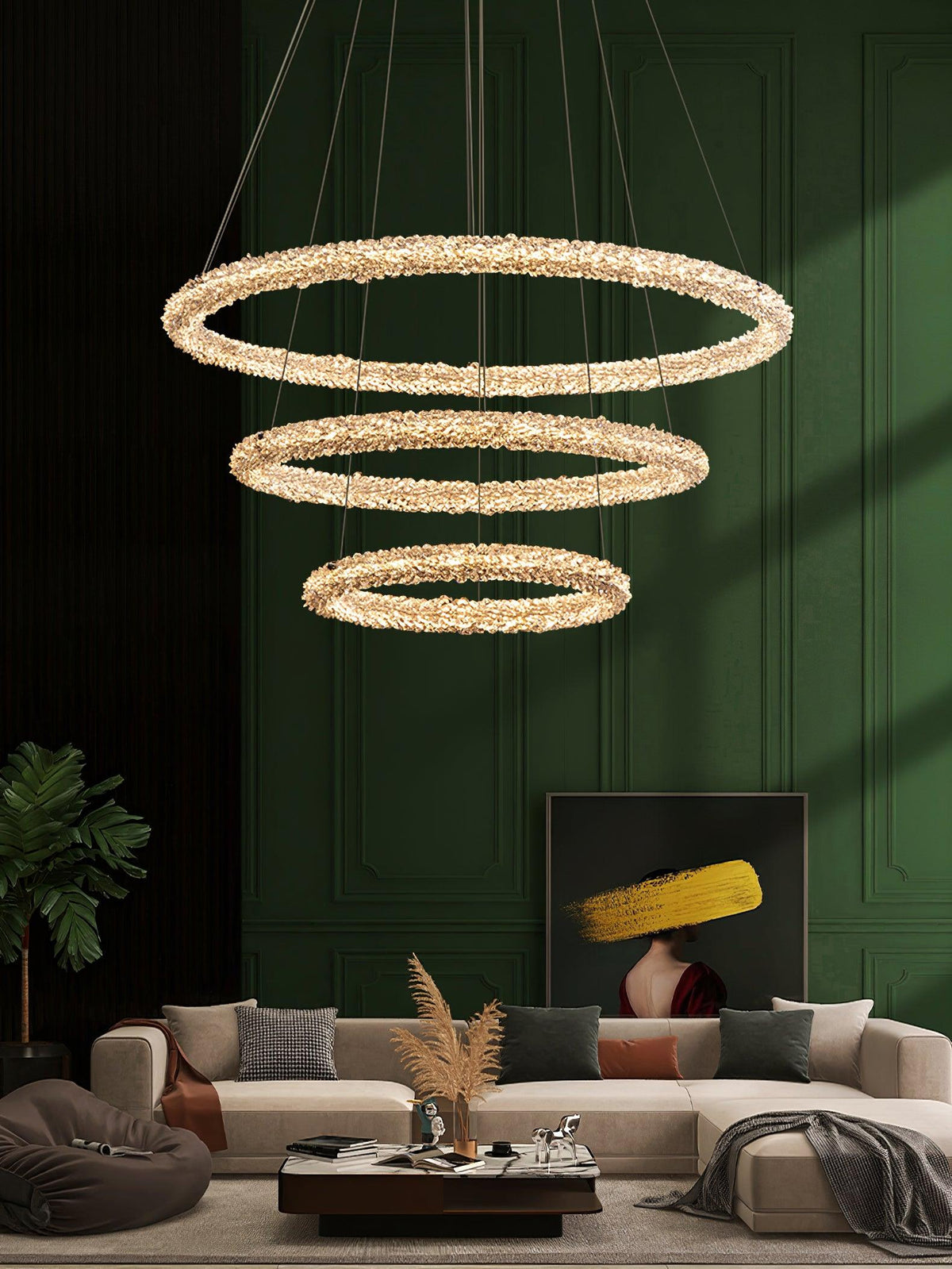 Seleira candelabru din cristal, în formă de inel, LED