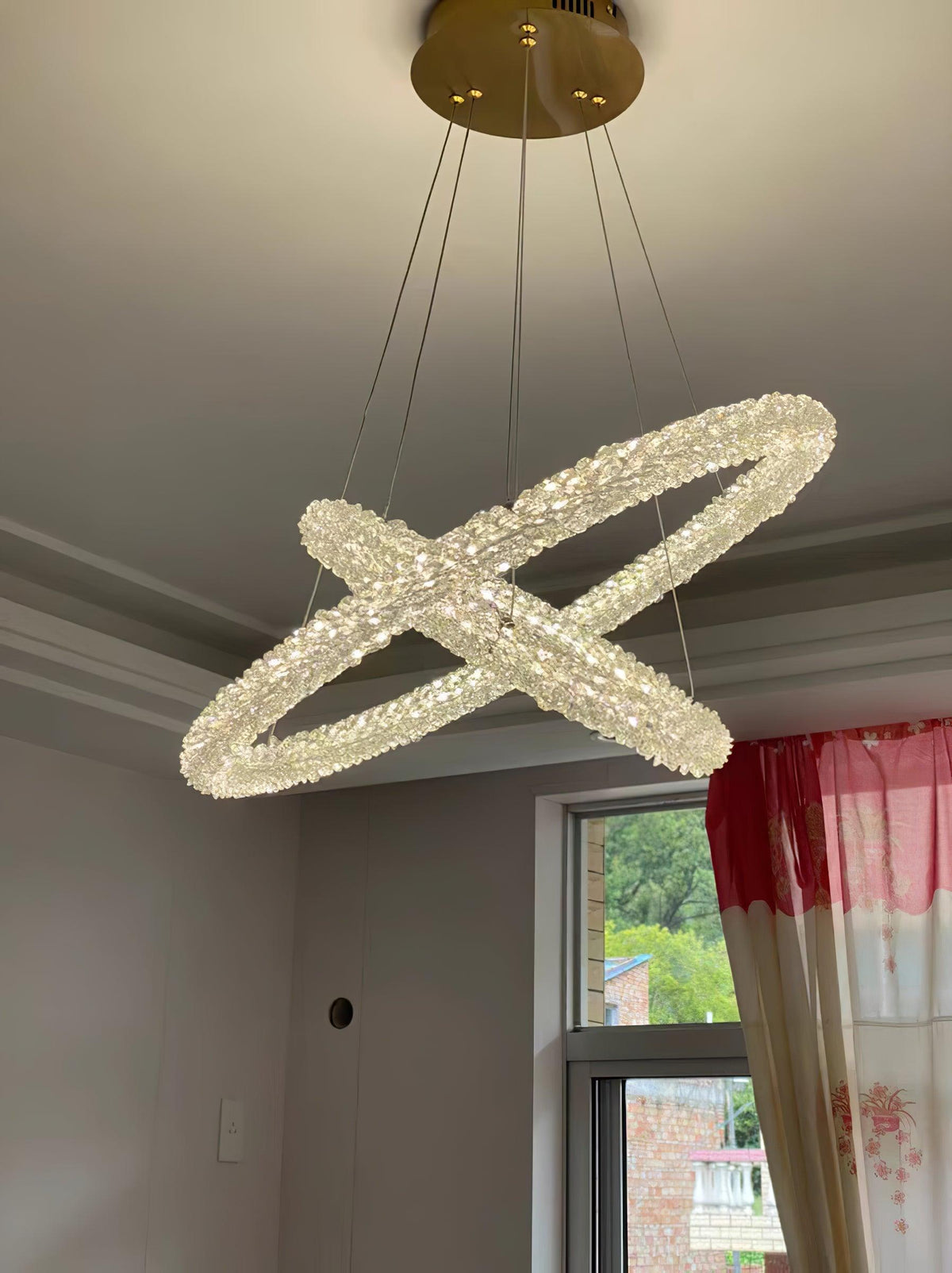 Seleira candelabru din cristal, în formă de inel, LED