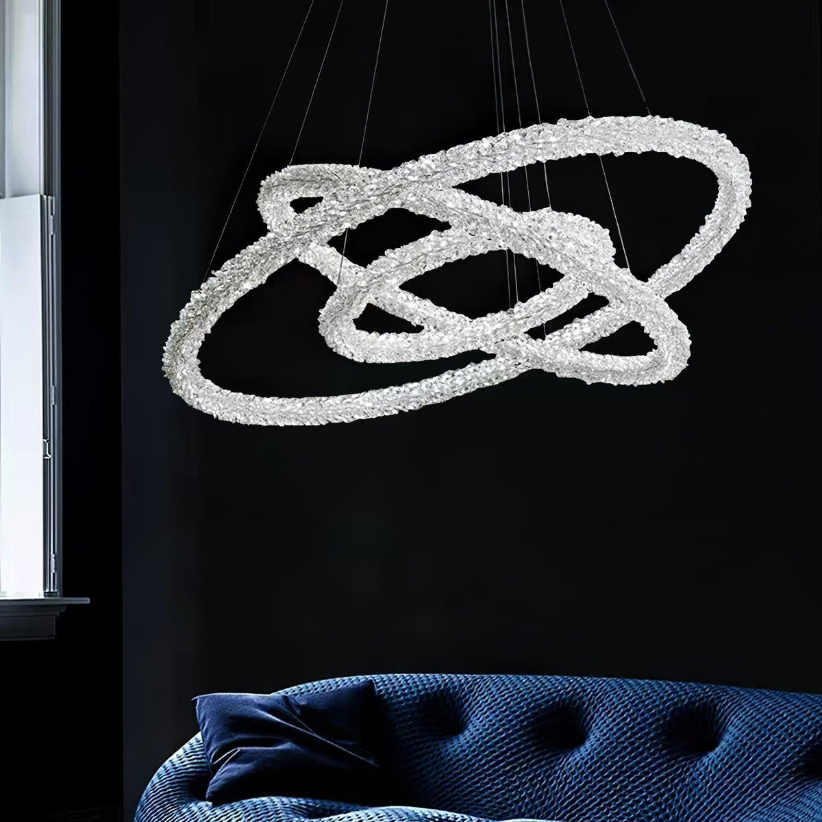 Seleira candelabru din cristal, în formă de inel, LED