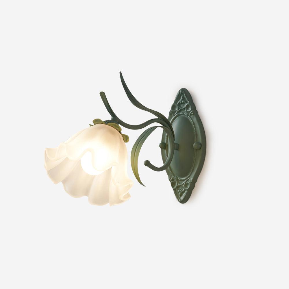 Aplică de perete Vintage cu Abajur Floral din sticlă pentru dormitor și living