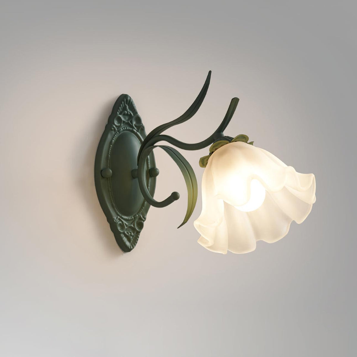 Aplică de perete Vintage cu Abajur Floral din sticlă pentru dormitor și living