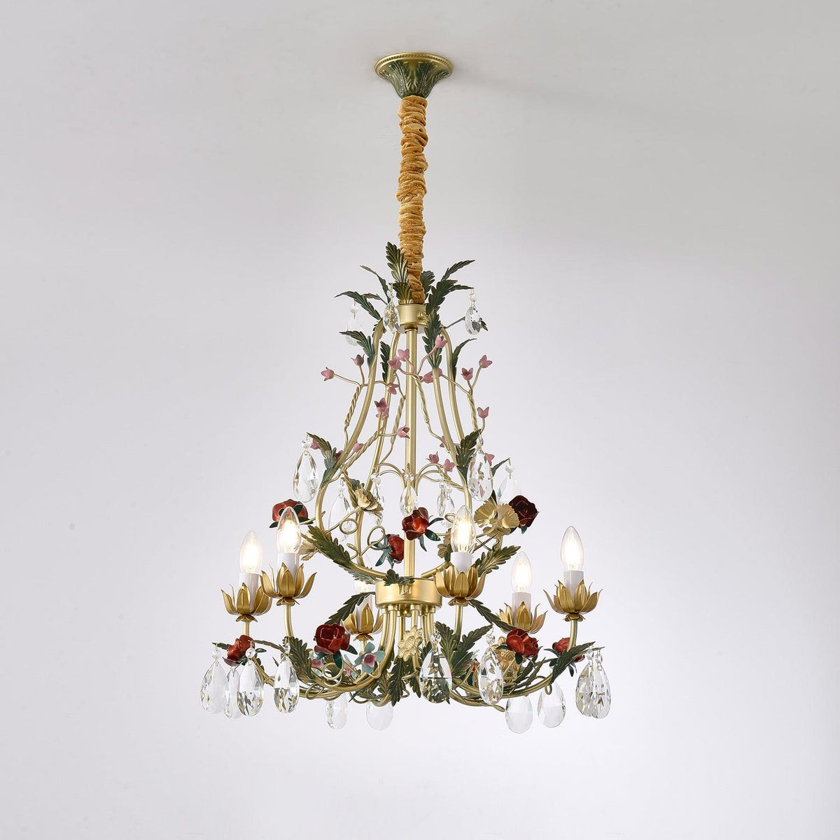 Selarella candelabru Floral Rose cristal alamă Lumânare