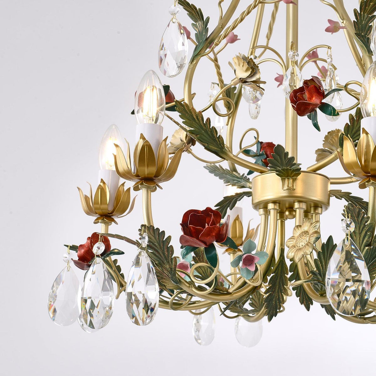 Selarella candelabru Floral Rose cristal alamă Lumânare