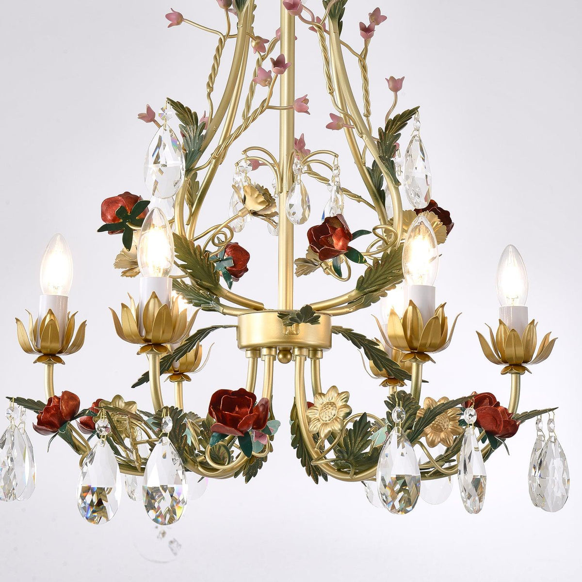 Selarella candelabru Floral Rose cristal alamă Lumânare