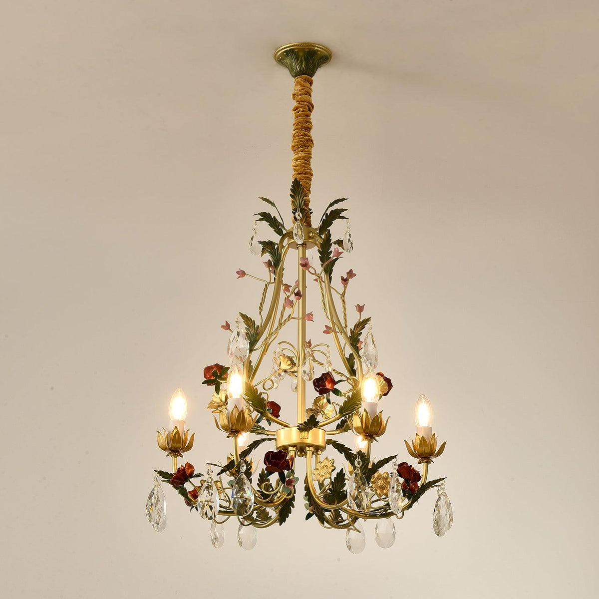 Selarella candelabru Floral Rose cristal alamă Lumânare