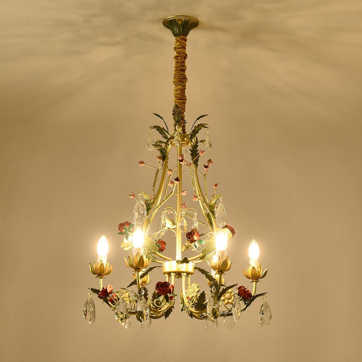 Selarella candelabru Floral Rose cristal alamă Lumânare