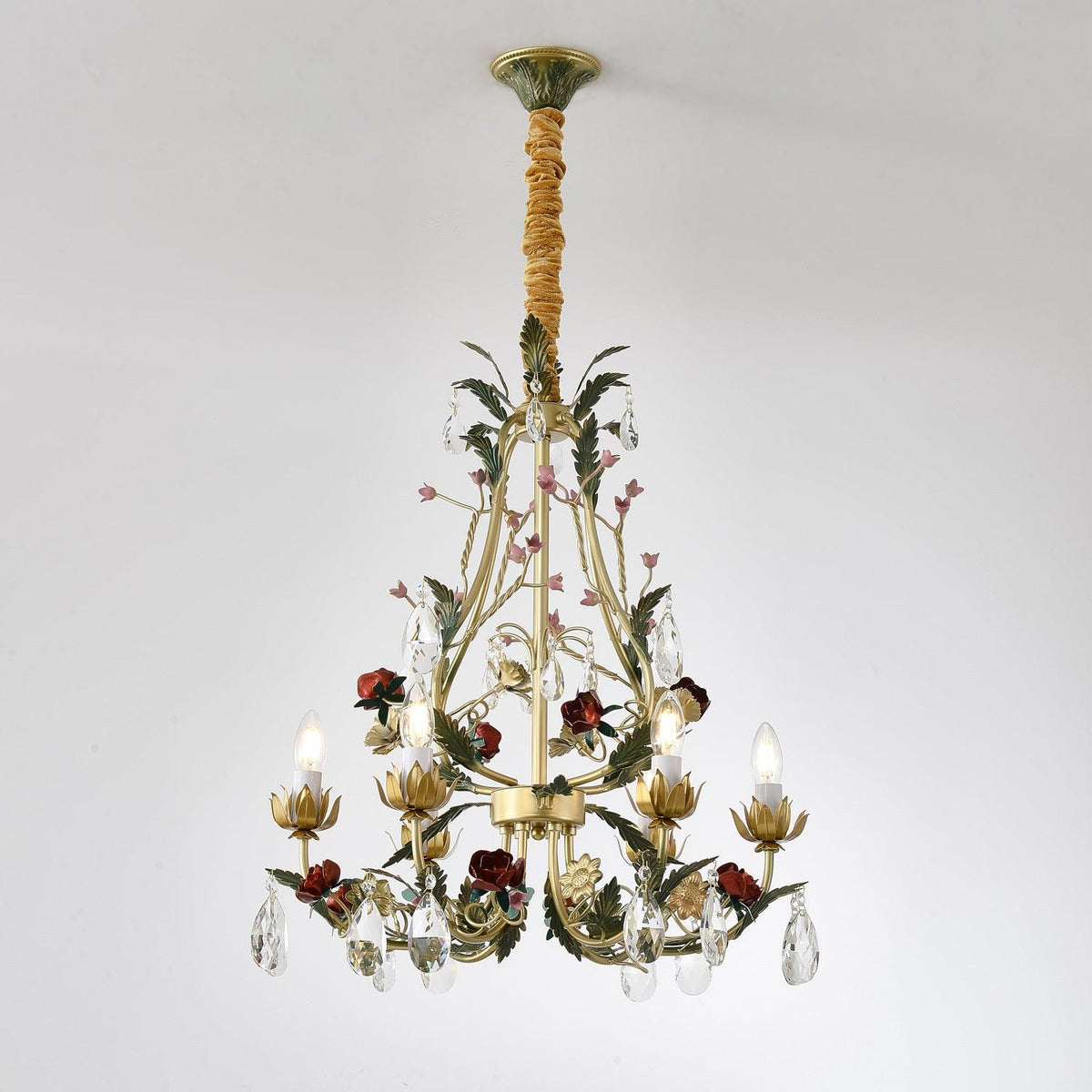 Selarella candelabru Floral Rose cristal alamă Lumânare