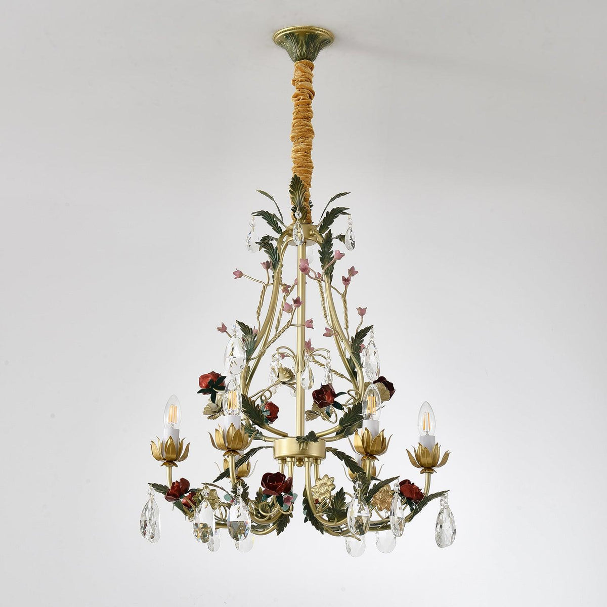 Selarella candelabru Floral Rose cristal alamă Lumânare