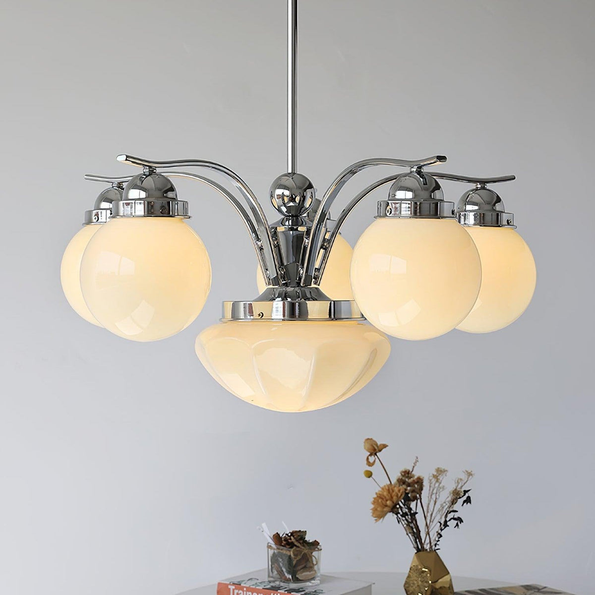 Candy candelabru din sticlă, cu glob
