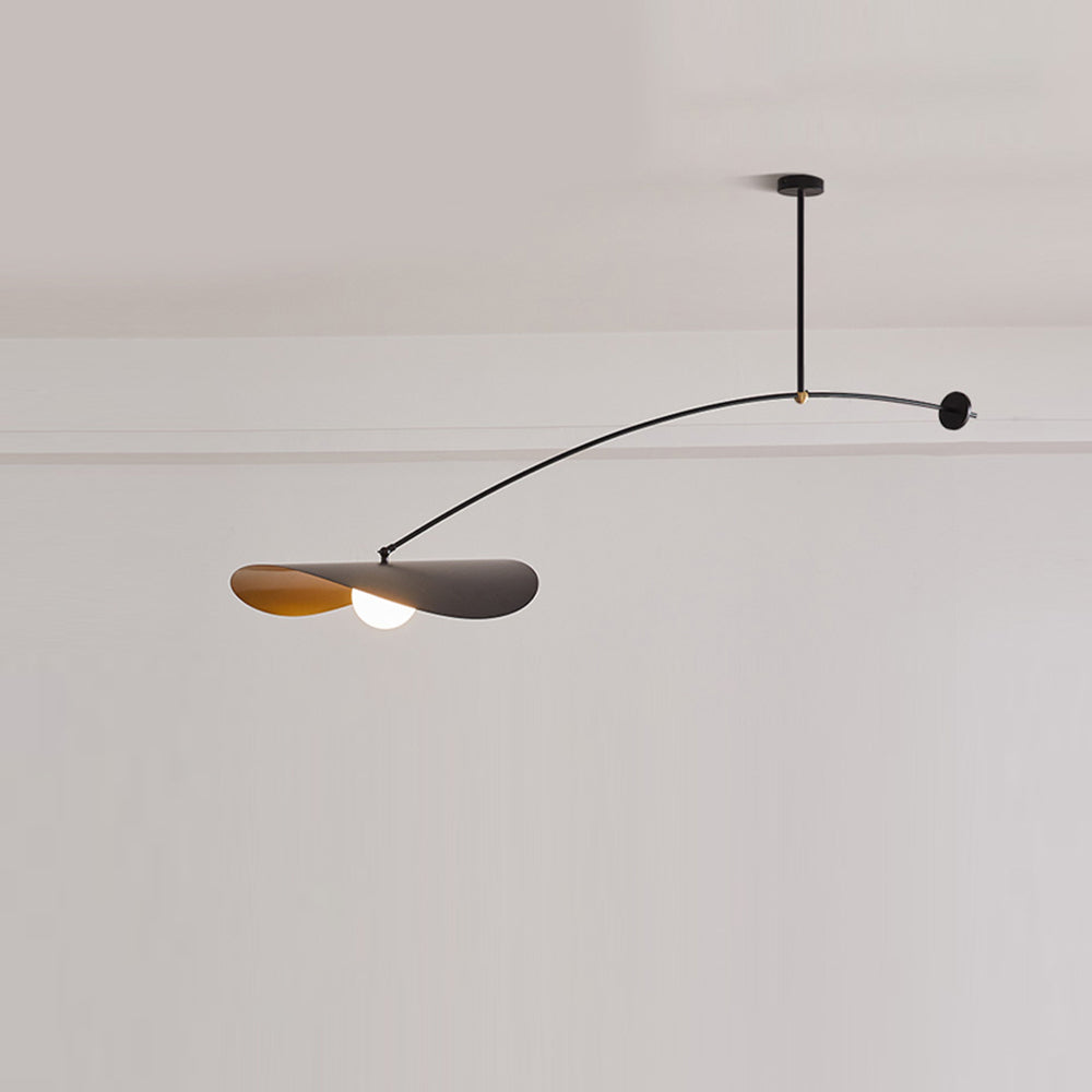 Arisha lampă suspendată minimalistă cu formă de frunză de lotus din metal, negru/auriu