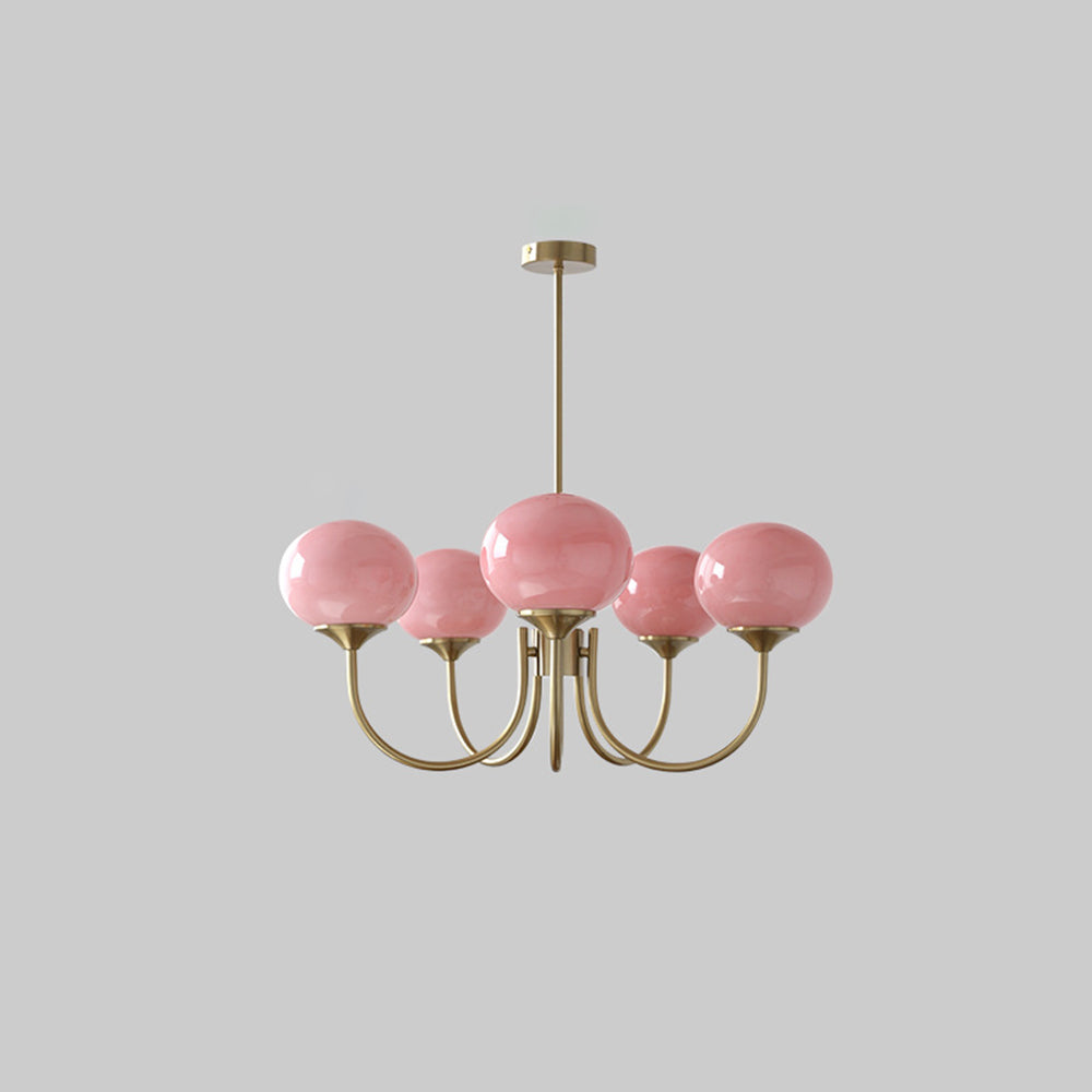 Valentina Retro Art Deco glob candelabru, alb/Roz/Bej