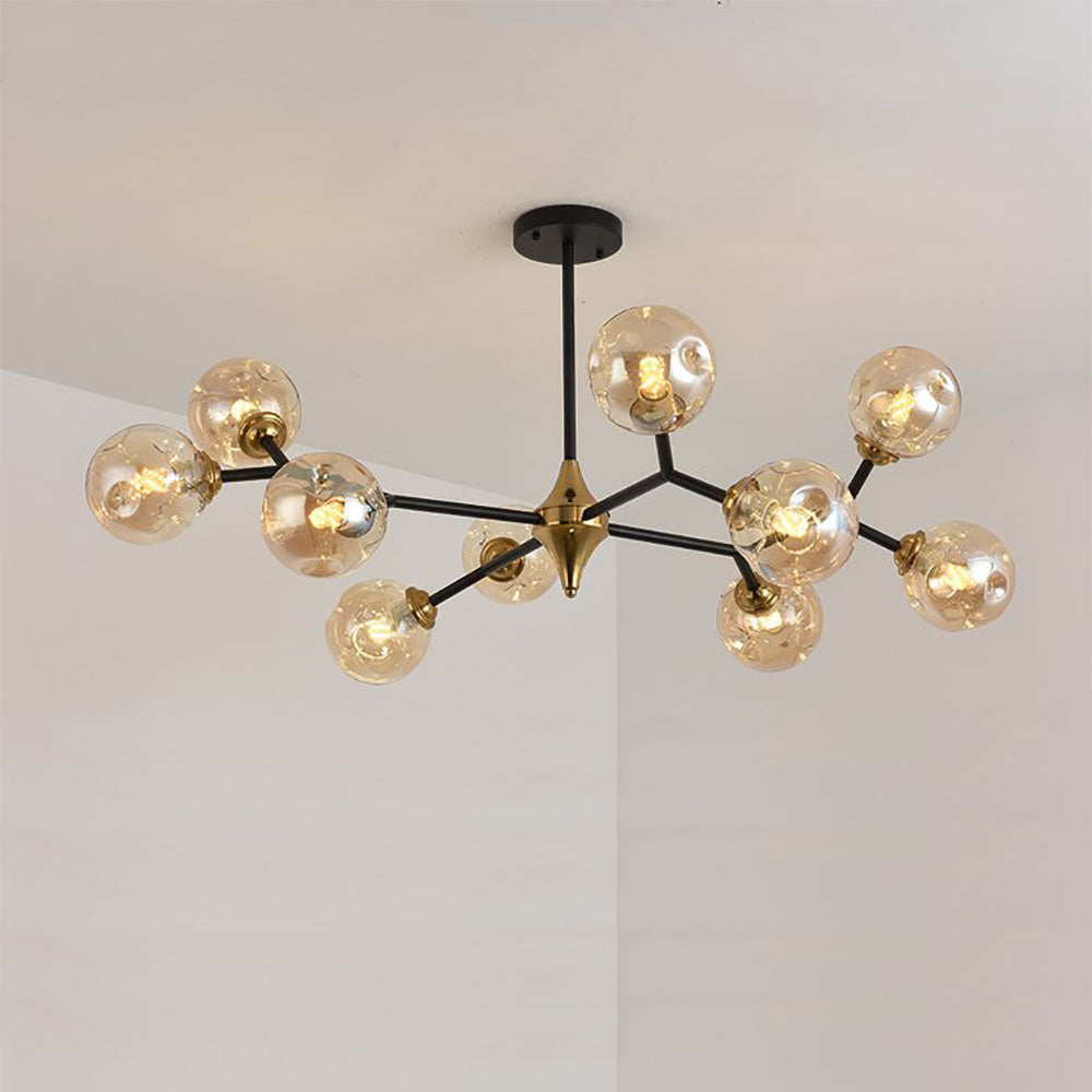 Valentina candelabru ambră din sticlă, în stil Art Deco, cu bule