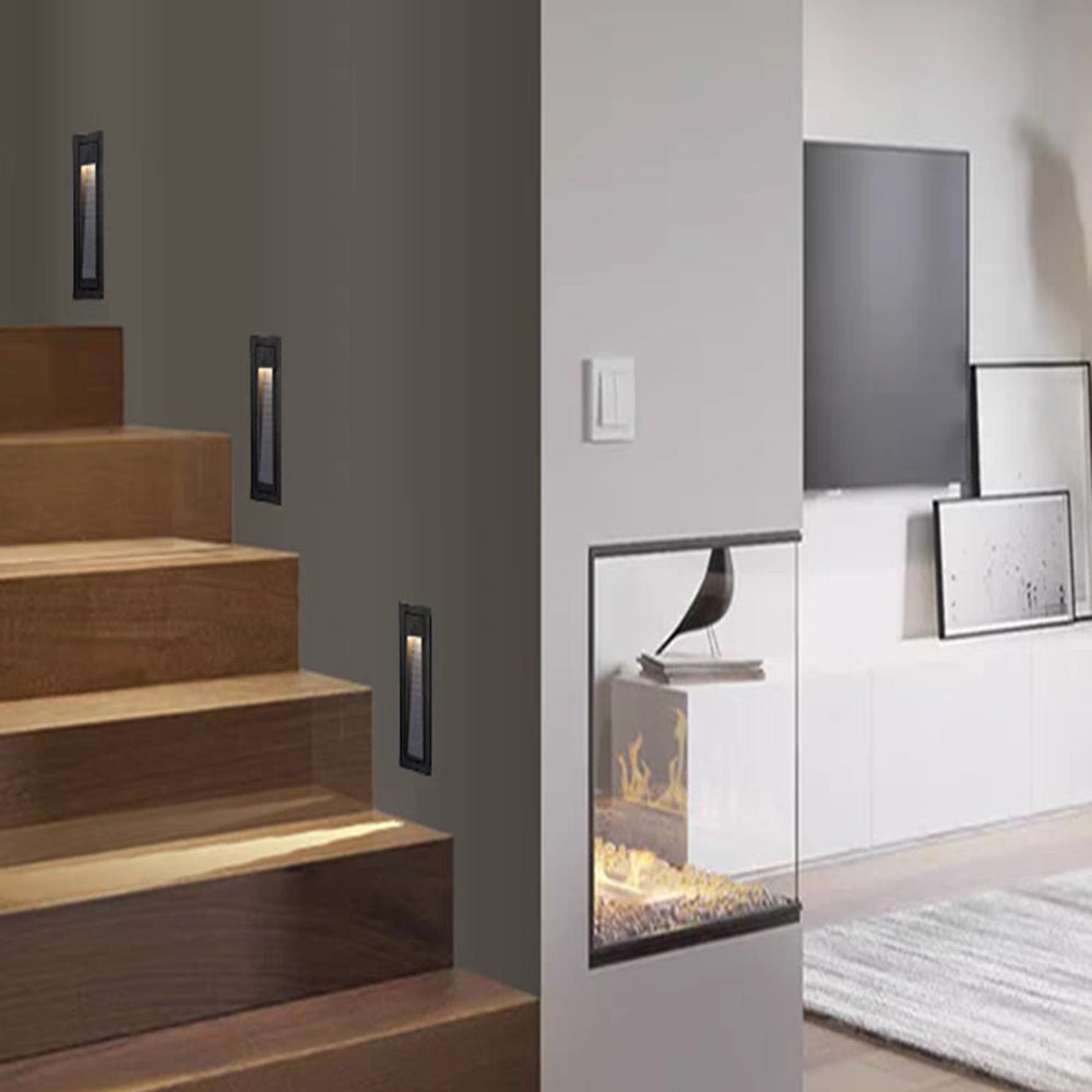 Ray lampă de perete pătrată modernă pentru scări exterioare, trepte, negru