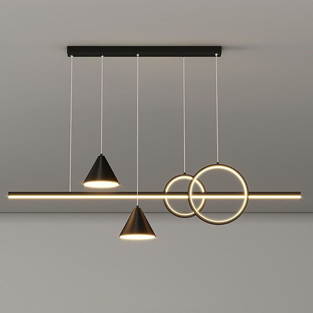 Arisha lampă suspendată contemporană cu stil geometric liniar din metal, alb/negru