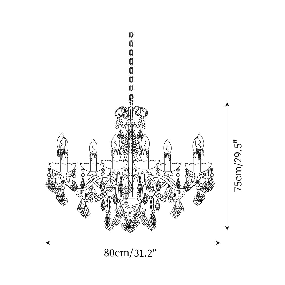 Candelabru corp din alamă cu picături de cristal perlé, eleganță vintage