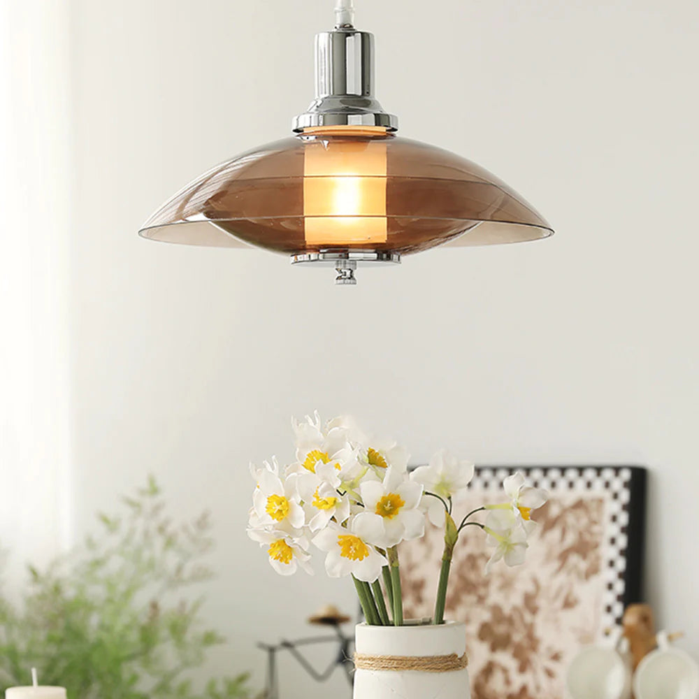 Arisha lampă suspendată maro din sticlă, modernă, rotundă, LED, pentru living