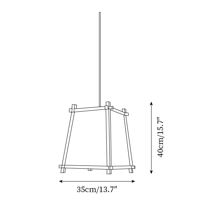 Ritta lampă suspendată din material textil, geometrică, cu cadru