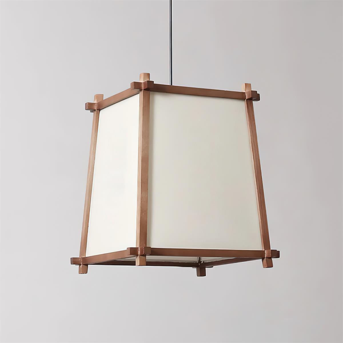 Ritta lampă suspendată din material textil, geometrică, cu cadru