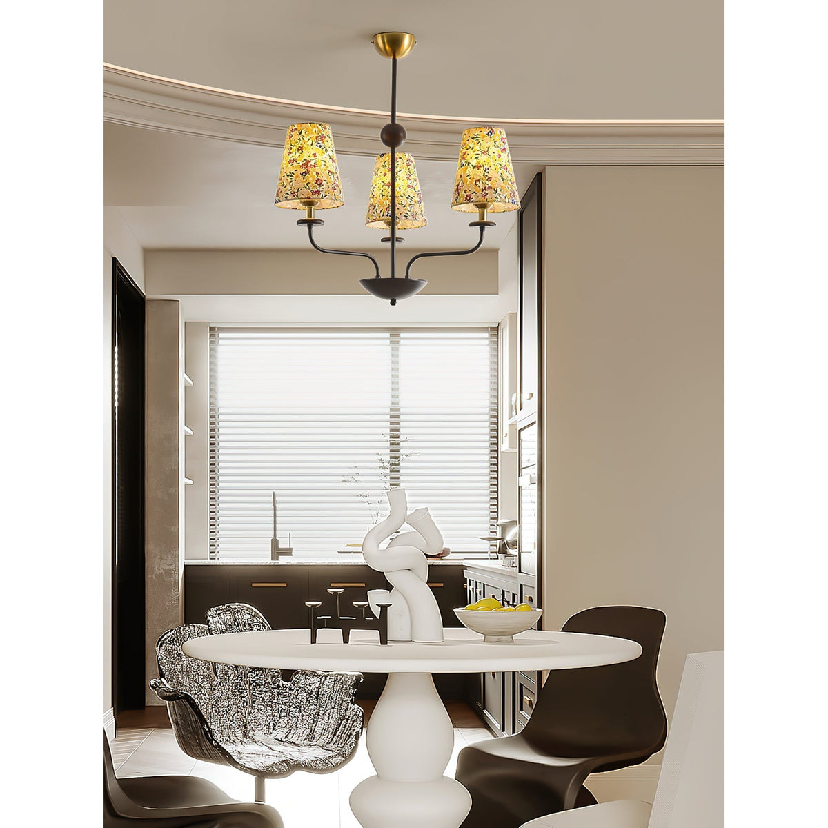 Camellia candelabru cu abajur textil
