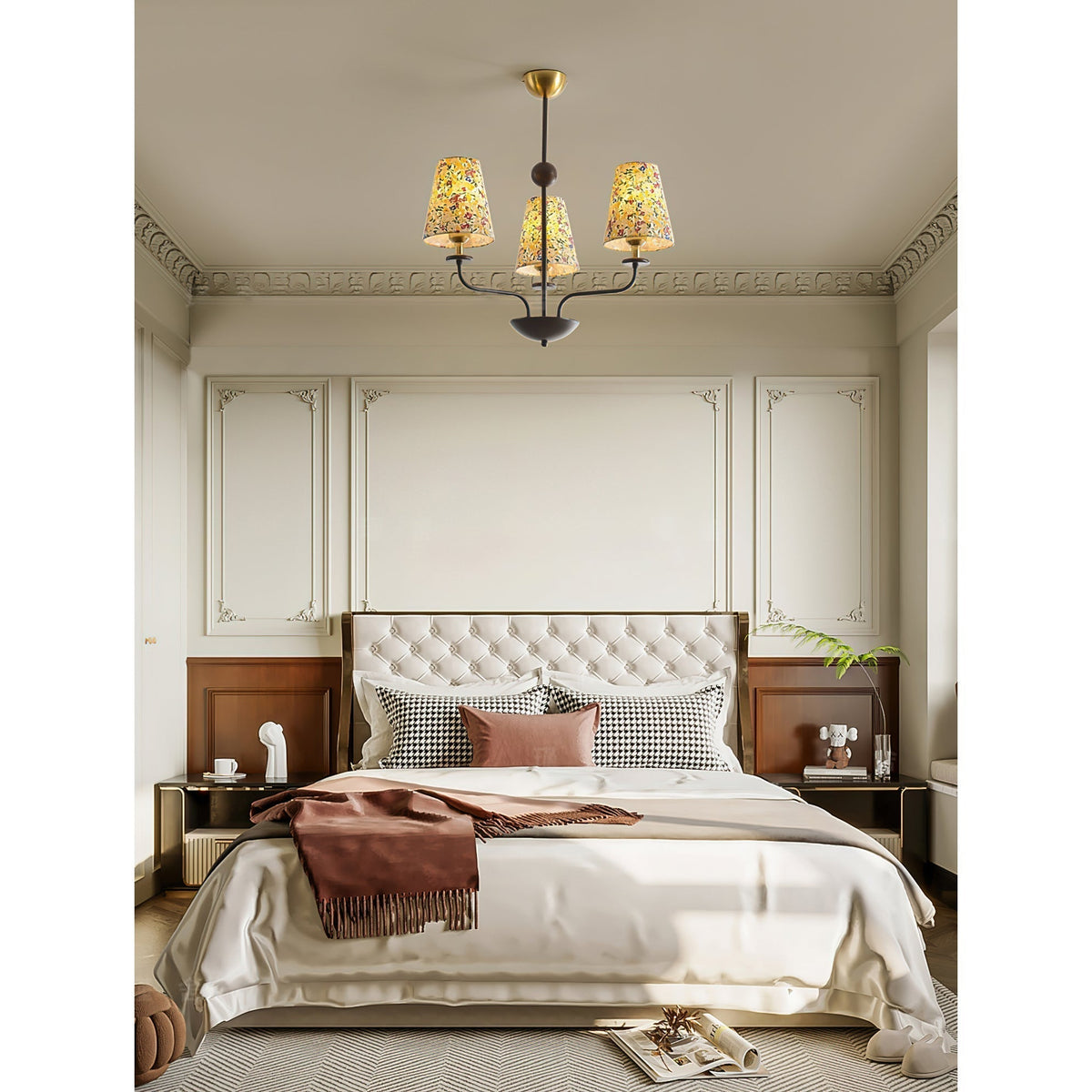 Camellia candelabru cu abajur textil
