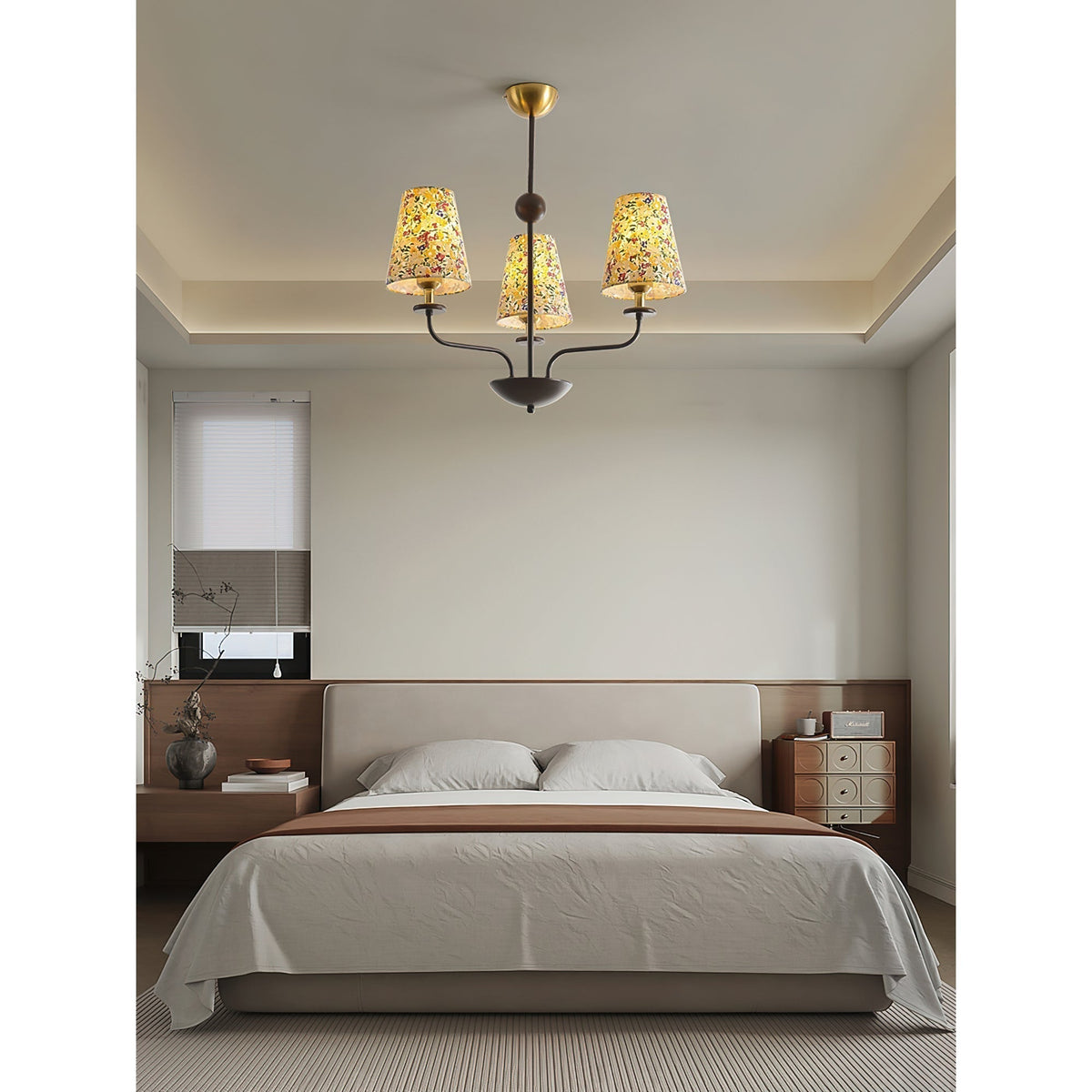 Camellia candelabru cu abajur textil